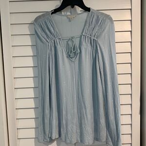 Lucky Brand Baby Blue ribbed blouse medium